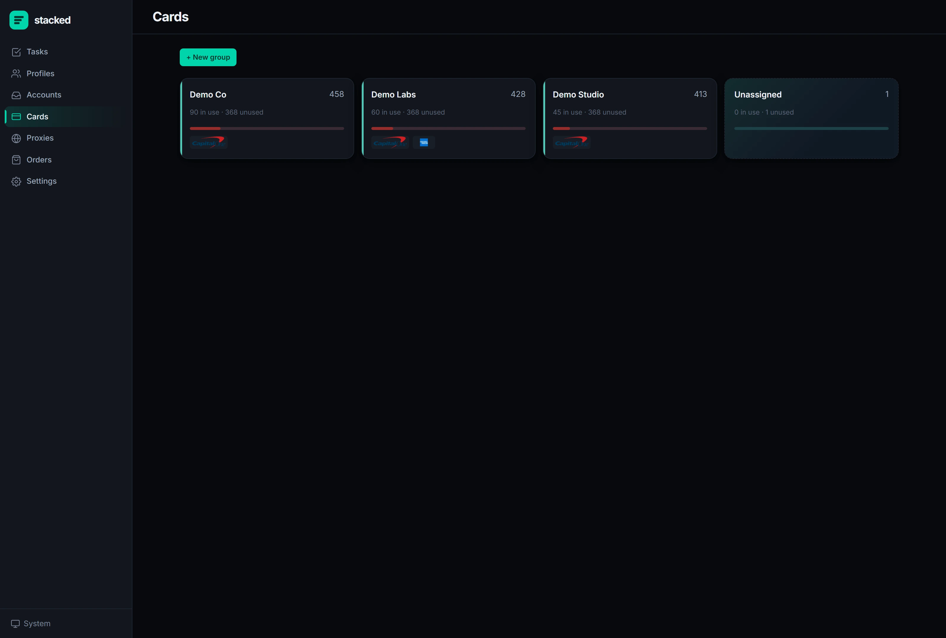Stack Card Control stacked — Profile & account management, made simple